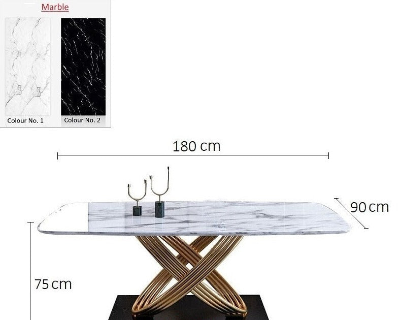 Dining Table Set Light Luxury Stainless Steel Marble Esstisch-Set Golden Dinning Table Sets