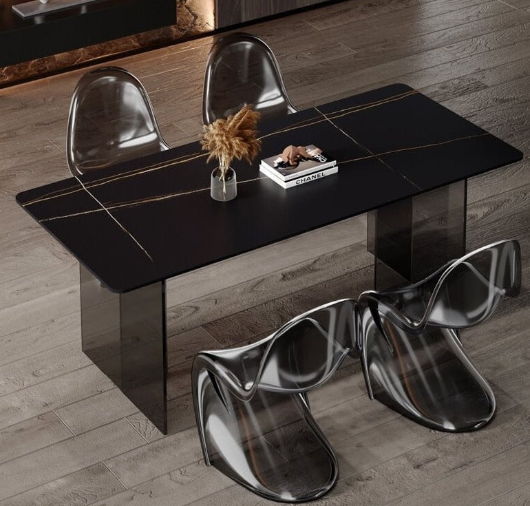 Dining Table Sets Rock Slab Esstisch Set Acrylic Floating Ghost Dinner Tables Sets