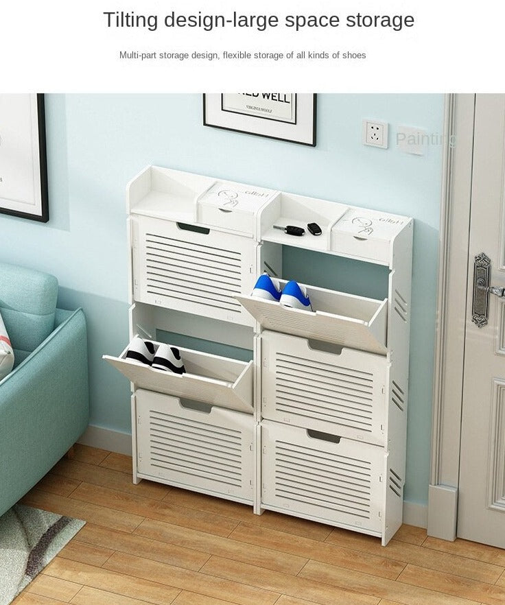 Shoe Cabinets Narrow Shoe Rack Ultra Thin Tipping Storage Bench Shoe Organizer Schuhschränke