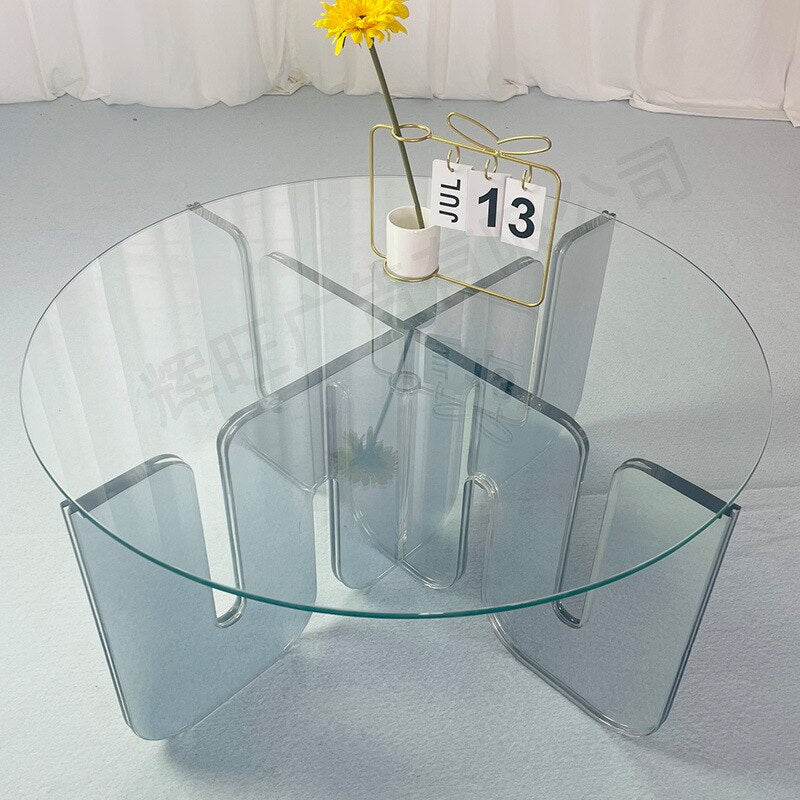 Coffee Table Creative Iridescent Acrylic Luxury Tisch Ghost Glass Couchtisch Round Tables