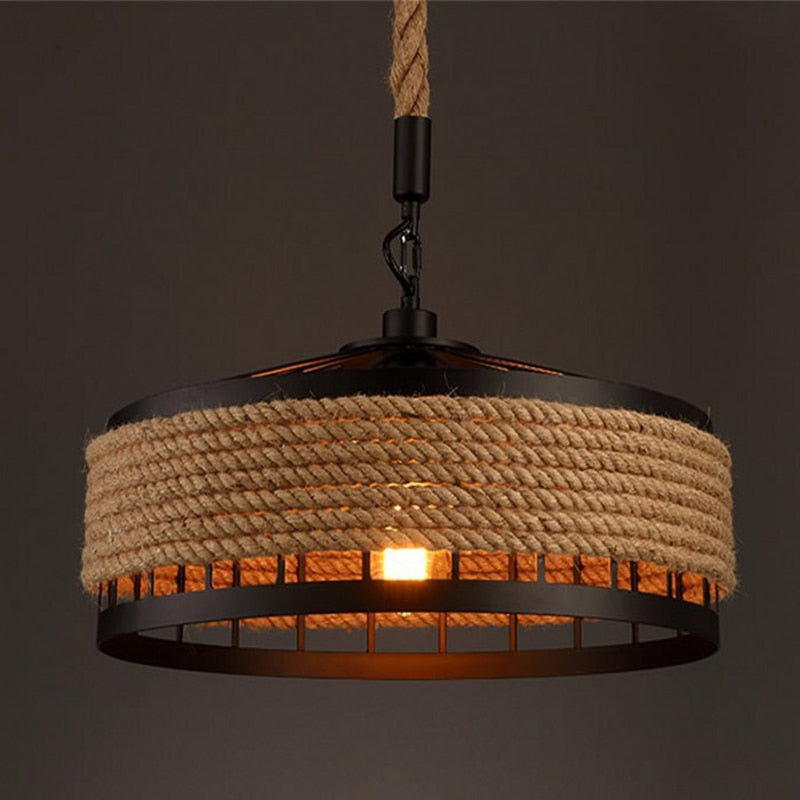 Pendant Light Spain Classical Sisal Rope E27 Hanging Light Retro Pendant Lights