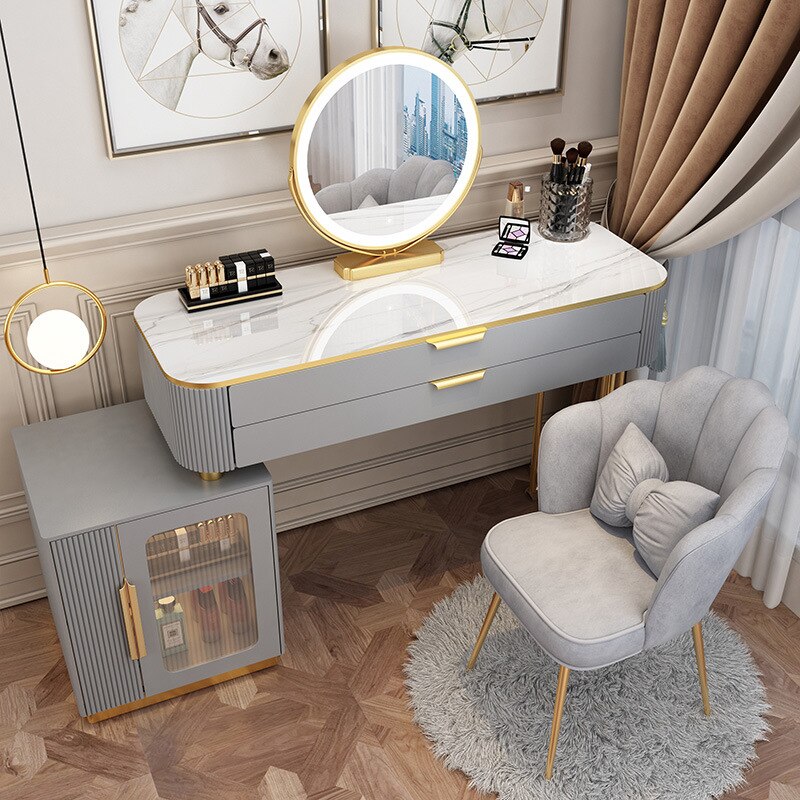 Dressing Table Set Light Luxury Dressing Table Slate Schminktisch-Set Storage Cabinets