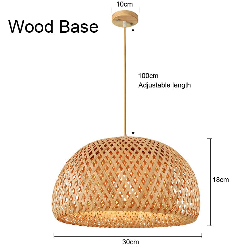 Pendant Light Bamboo Lamp Hand Knitted Weaving Hanging Wood Pendant Lights