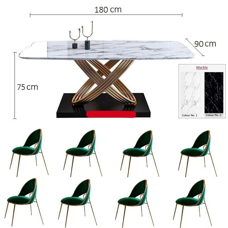 Dining Table Set Light Luxury Stainless Steel Marble Esstisch-Set Golden Dinning Table Sets