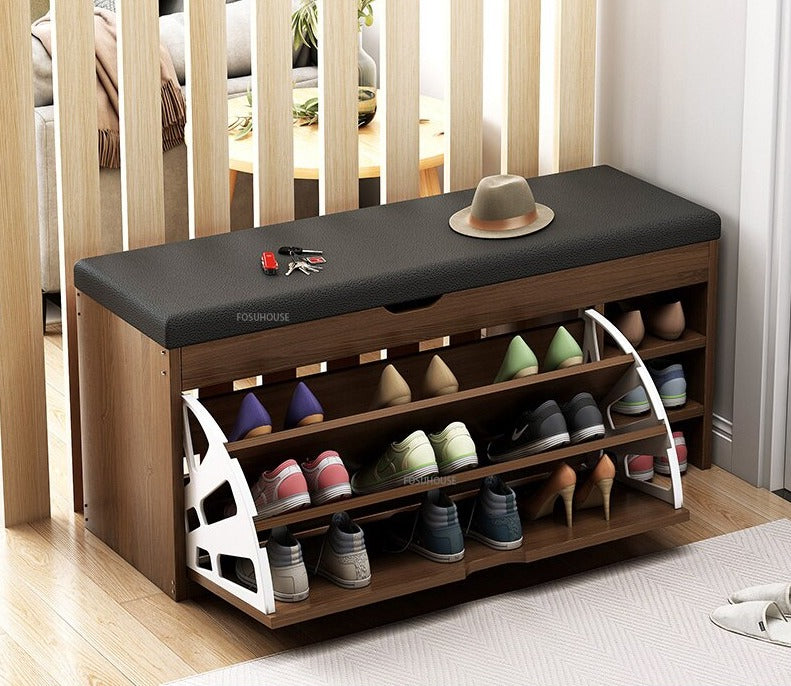 Shoe Cabinet Nordic Wood Door Shoe Changing Stool Modern Shoe Cabinets