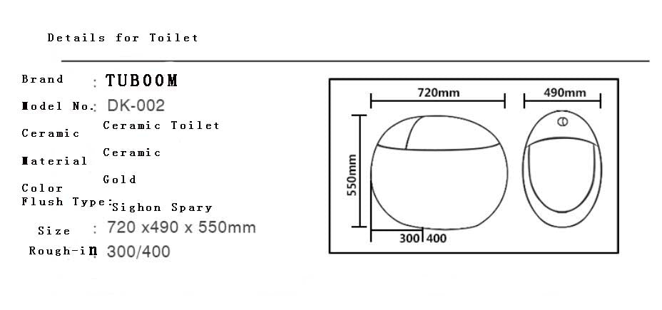 Bathroom Toilet Luxury S-trap Floor Mounted Golden Egg-Shaped Toilette Ceramic Unique WC Design