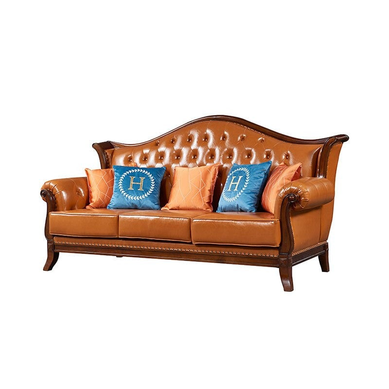 Sofa Set Luxury Classic Chesterfield Design Wood Sofagarnituren Carving Fabric Living Room Sofa Set