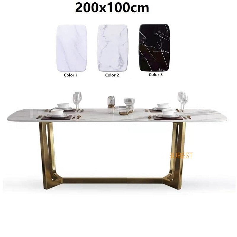 Dinning Tables Set Stainless Steel Gold Plating Base Marble Luxury Esstisch Set