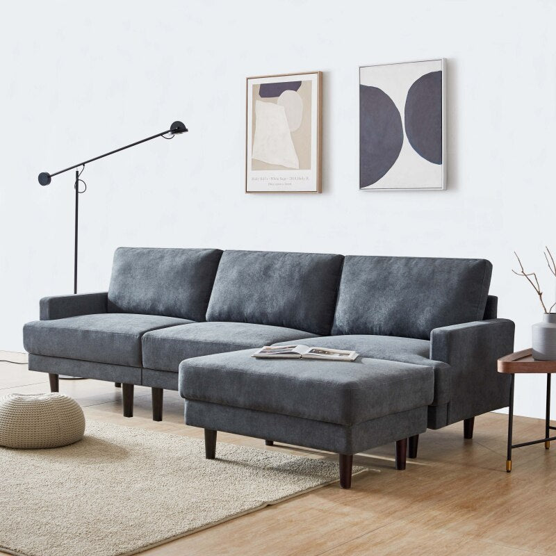 Sofa L Shaped Sectional Sofa With Padded Fabric Lounge Sofas