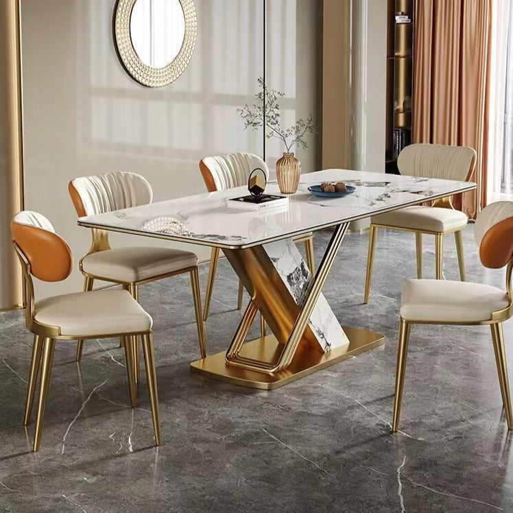 Dining Room Chairs Golden Metal Color Esszimmerstühle Modern Leather Chair