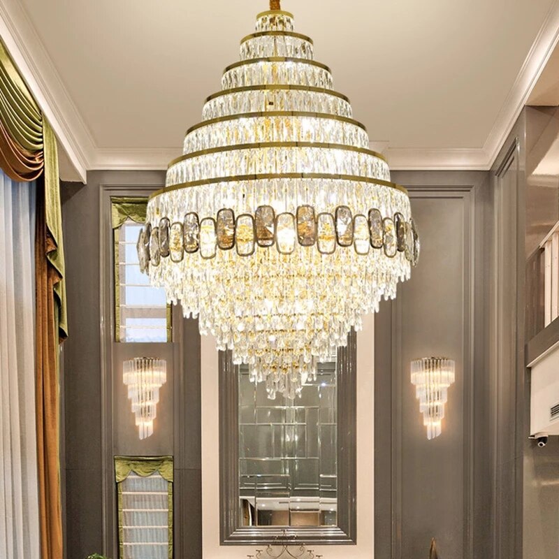 Chandelier Crystal Lighting Modern Living Room Hanging Lamp Large Gold Staircase Led Chandeliers