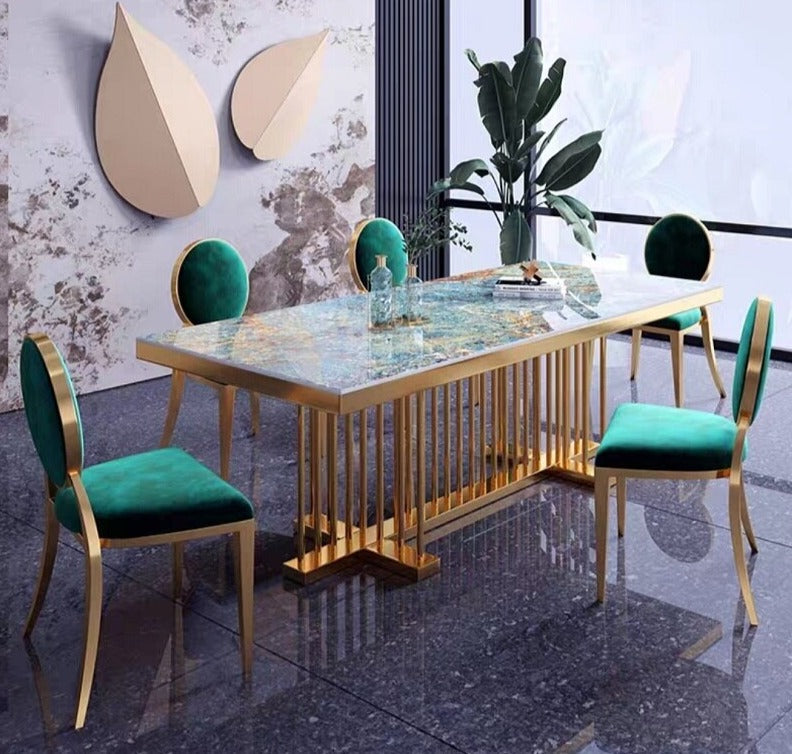 Dining Table Set Luxury Esstisch-Sets Marble Golden Frame Tables Sets