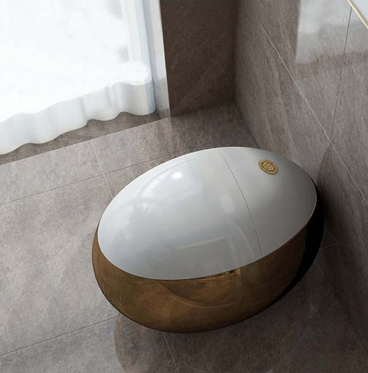 Bathroom Toilet Luxury S-trap Floor Mounted Golden Egg-Shaped Toilette Ceramic Unique WC Design