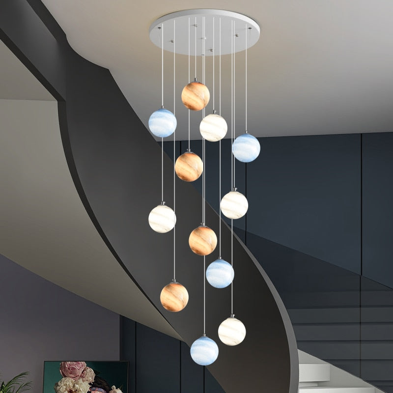 Chandelier High Rise Apartment Living Room Pendant Light Glass Ball Lustre Chandeliers