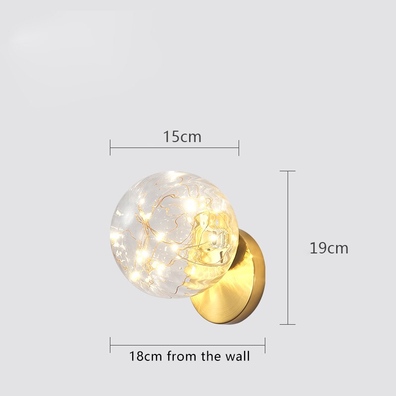 Wall Lamps Personalized Warm Color Bedside Copper Ball Glass Wall Lights