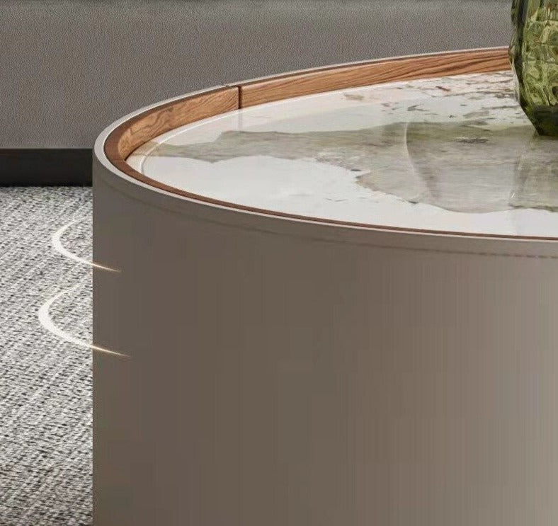 Coffee Table Set Luxury Furniture Rock Round Modern Glass Marble Couchtisch Set 