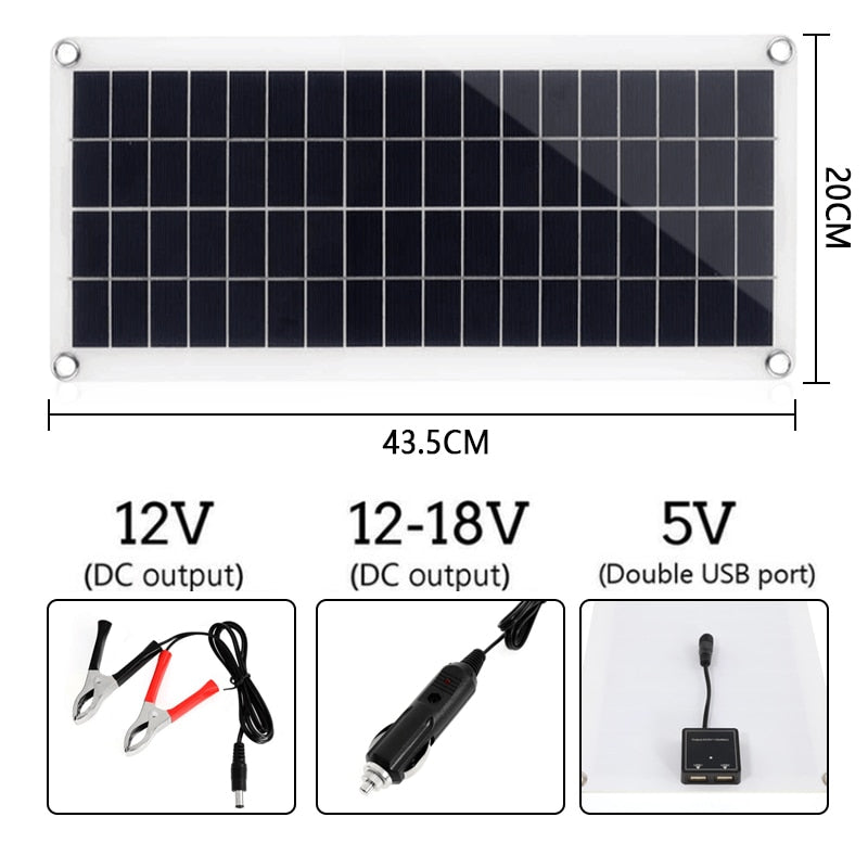 Solar Panel Kit Complete 12V USB With 10-60A Controller Solar Cells