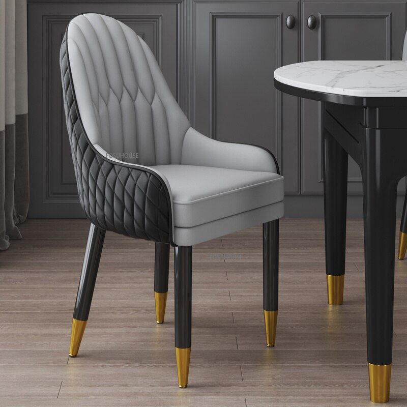 Dining Chairs Modern Leather Stühle Home Light Luxury Solid Wood Esszimmerstühle Chair