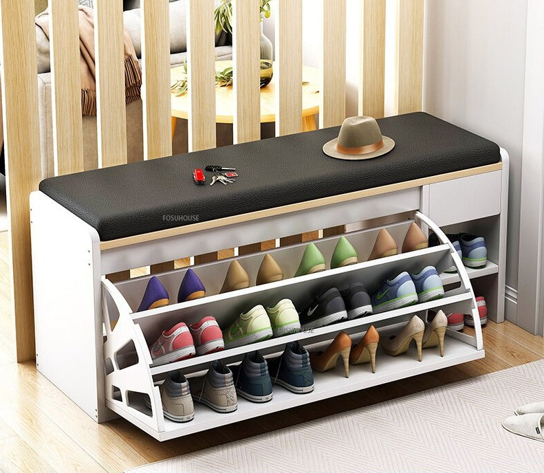 Shoe Cabinet Nordic Wood Door Shoe Changing Stool Modern Shoe Cabinets