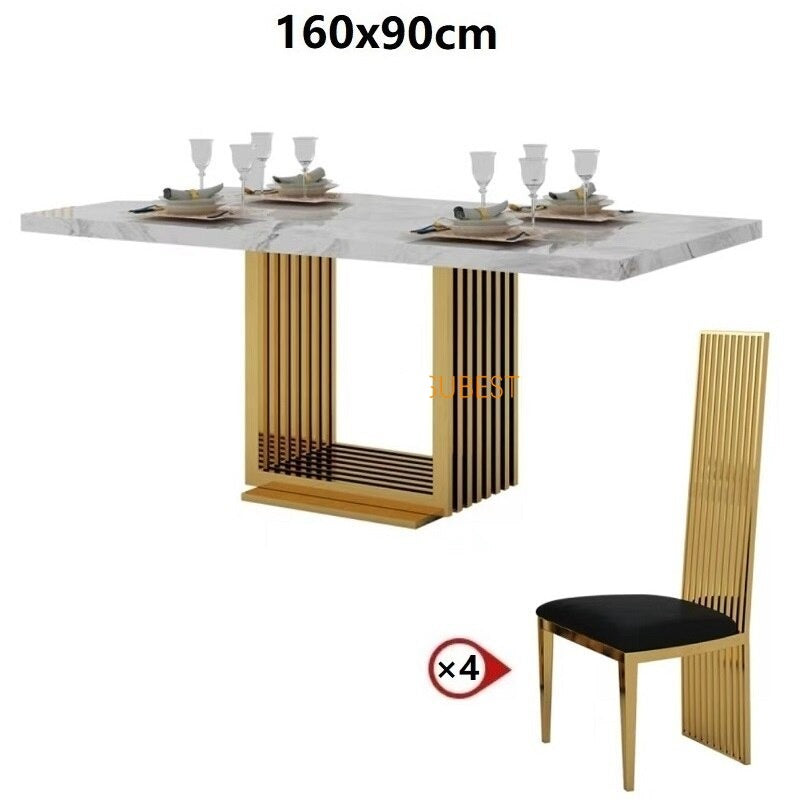 Dining Tables Sets Nordic White Marble Tables Stainless Steel Golden Base Tables Home Esstisch-Sets