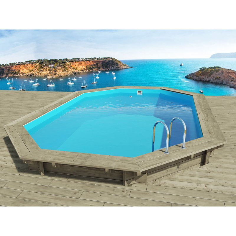 Outdoor Pool Helsinki Wooden Swimming Pool With Structure In Northern Pine 4.86 x 3.36 x 1.20 m