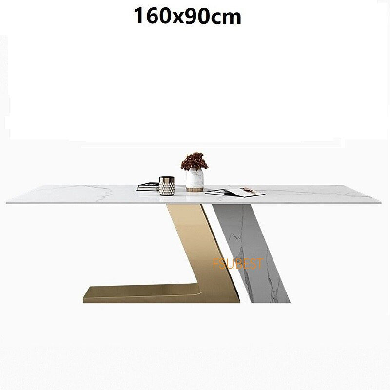 Dining Table Set Home Furniture Modern Designs Marble Top Metal Leg Luxury Esstisch-Set