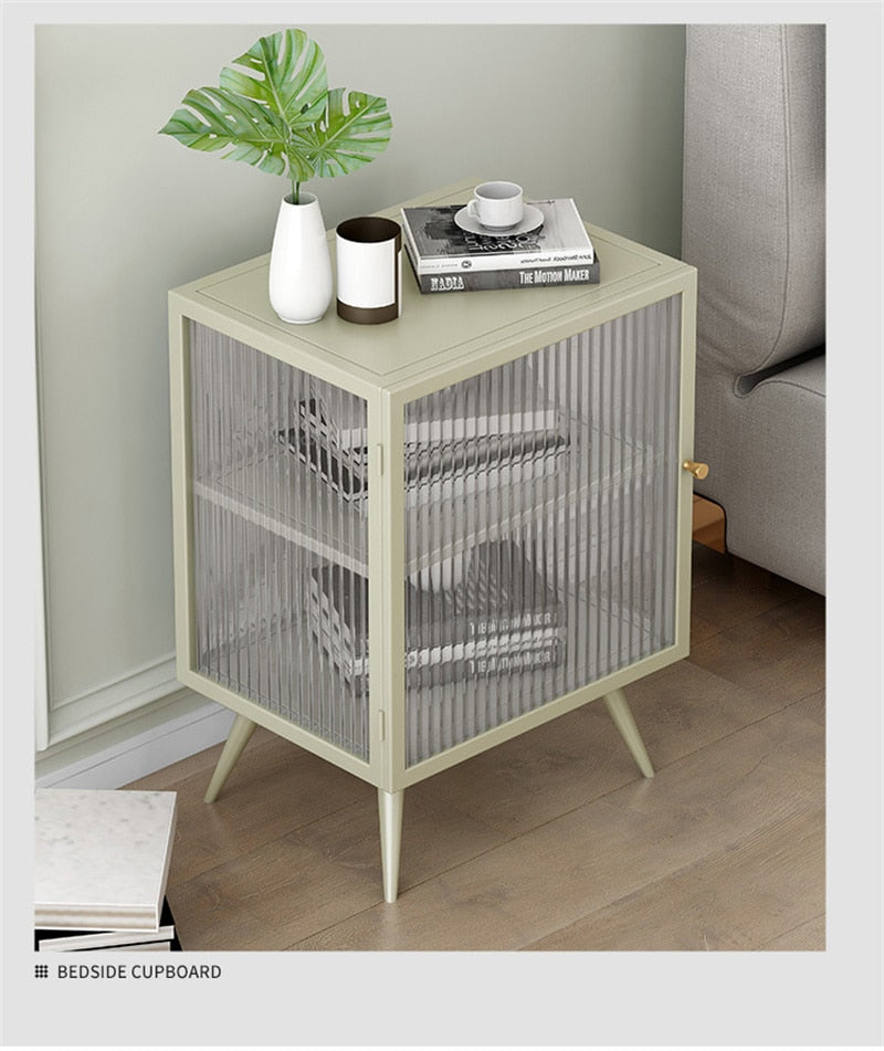 Bedside Cabinet Bedroom Nachttisch Light Luxury Storage Cabinet Ins Glass Creative Nightstands