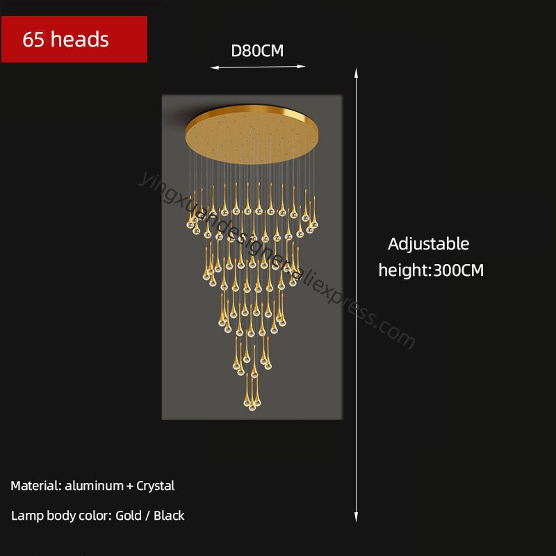 Chandelier Crystal Living Room Ceiling Lamp  Apartment Staircase Chandeliers