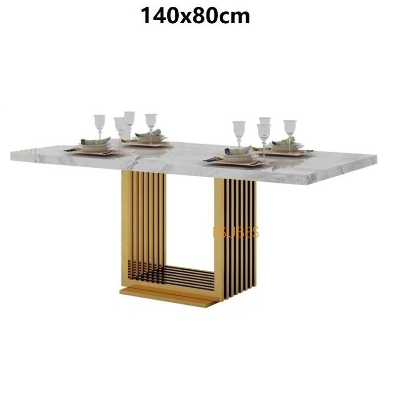 Dining Tables Sets Nordic White Marble Tables Stainless Steel Golden Base Tables Home Esstisch-Sets