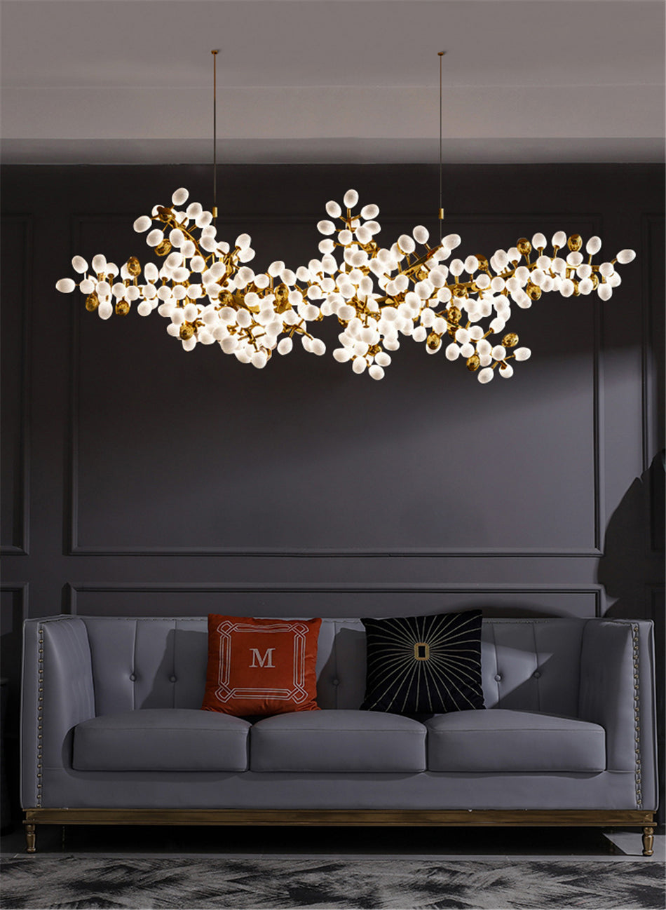 Chandelier Villa Living Room Crystal Lights Art Decoration Long Glass Ball Pendant Lights