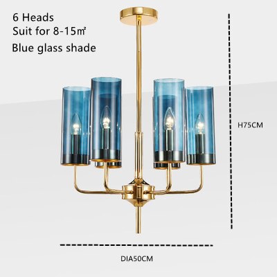 Pendant Light Nordic Light Postmodern Creative Golden Blue Glass Lampshade Chandelier Pendant Lights