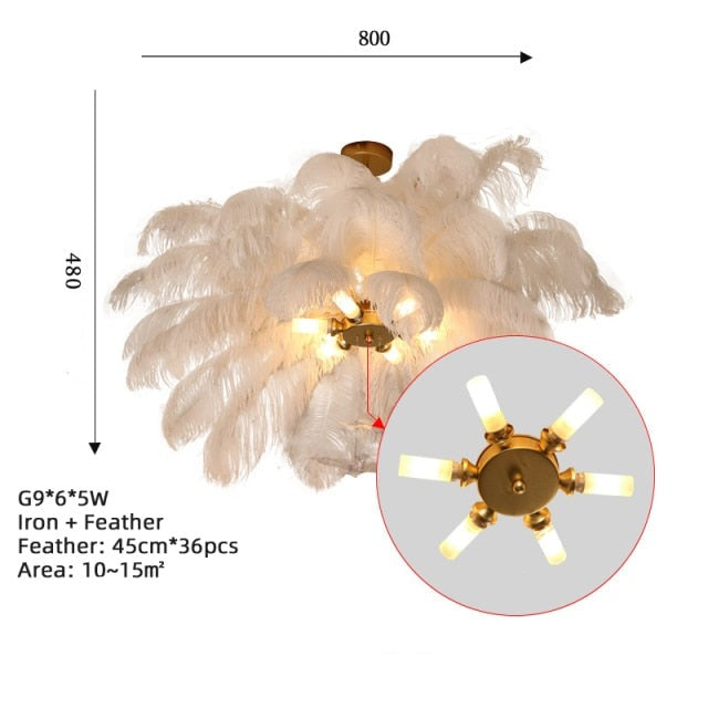 Pendant Light Chandelier Colorful Feathers Ceiling Pendant Lights  G9 Bulb Hanging Pendant Lights