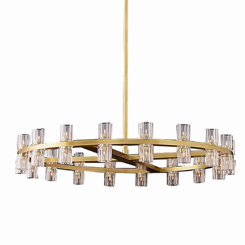 Pendant Light American G4 Led Chandelier Lustre K9 Crystal Gold Round Metal Led Pendant Lights