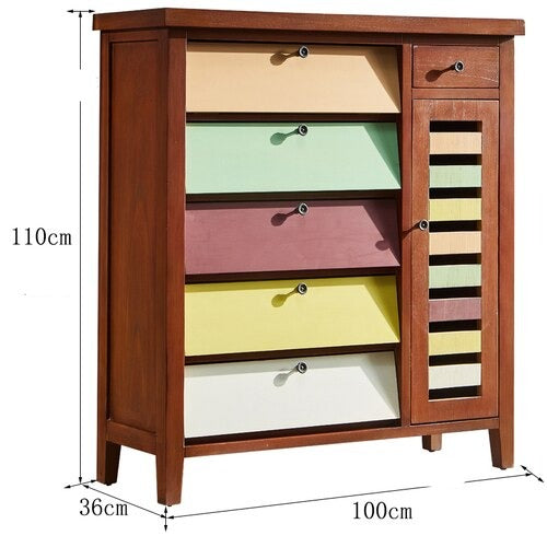 Shoe Cabinets American Solid Wood Door Porch Cabinet Drawer Locker Tipping Bucket Retro Schuhschränke