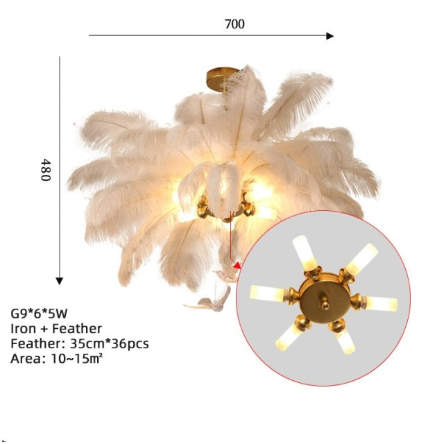 Pendant Light Chandelier Colorful Feathers Ceiling Pendant Lights  G9 Bulb Hanging Pendant Lights