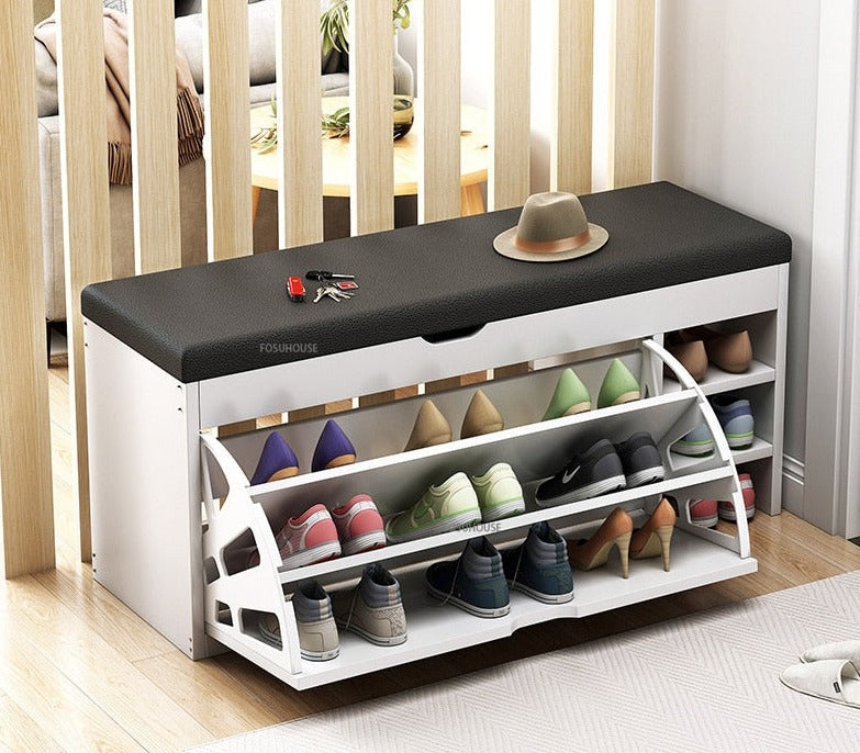 Shoe Cabinet Nordic Wood Door Shoe Changing Stool Modern Shoe Cabinets