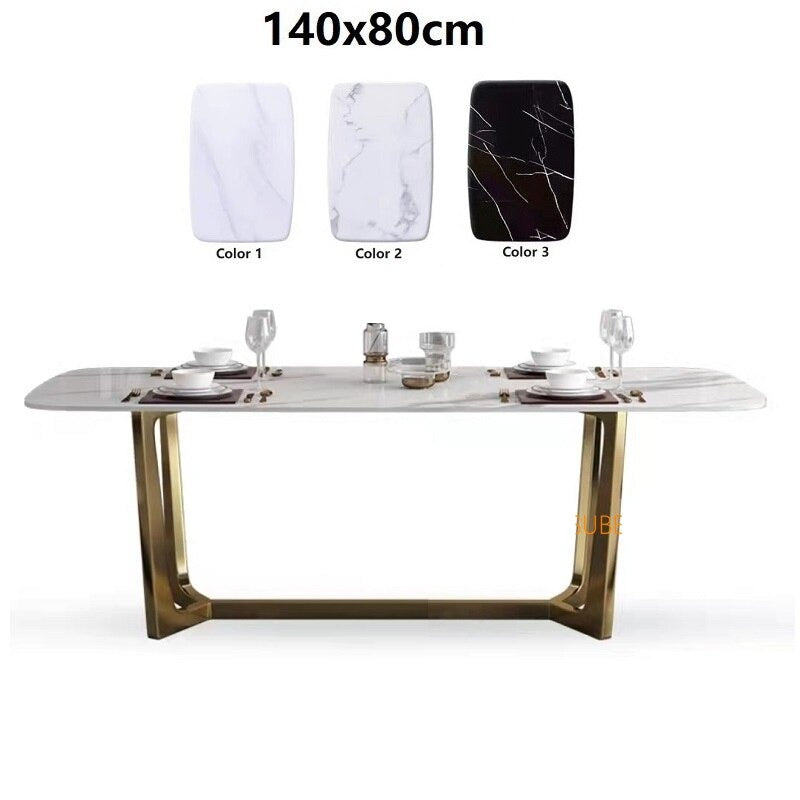 Dinning Tables Set Stainless Steel Gold Plating Base Marble Luxury Esstisch Set