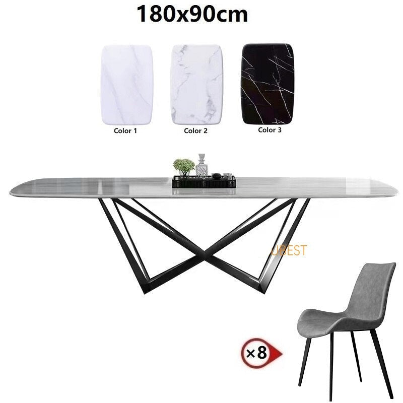 Dining Table Set Italian Modern Marble Esstisch-Set Carbon Steel Frame Jatar Tables Sets