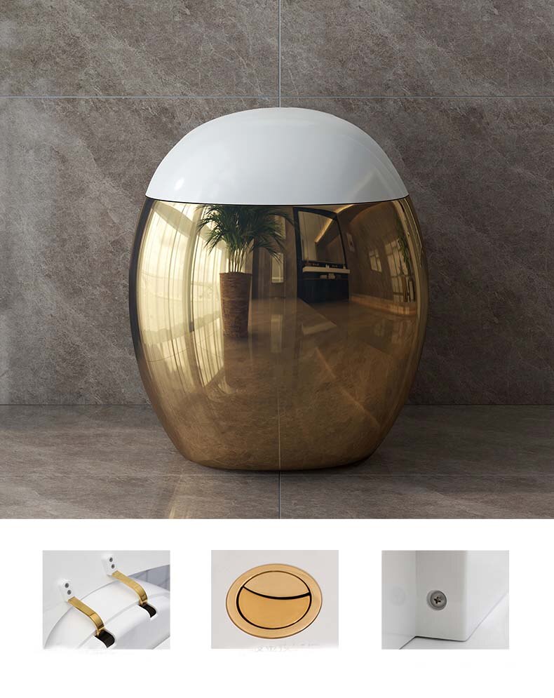 Bathroom Toilet Luxury S-trap Floor Mounted Golden Egg-Shaped Toilette Ceramic Unique WC Design