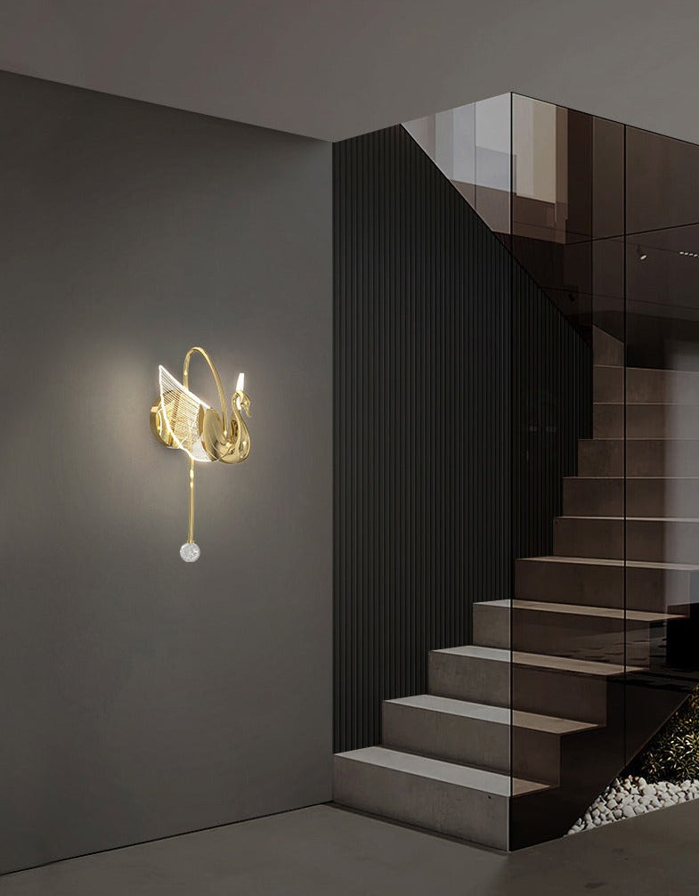 Wall Lamps Swan Design LED Golden Acrylic Wall Lights