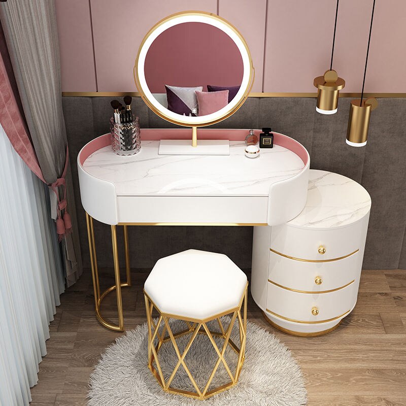 Bedroom Vanities Modern Minimalist Leather Schminktisch Set Bedroom Furniture Dressing Table Set