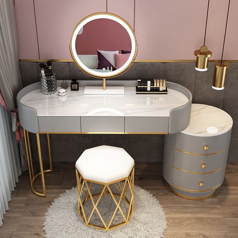 Bedroom Vanities Modern Minimalist Leather Schminktisch Set Bedroom Furniture Dressing Table Set