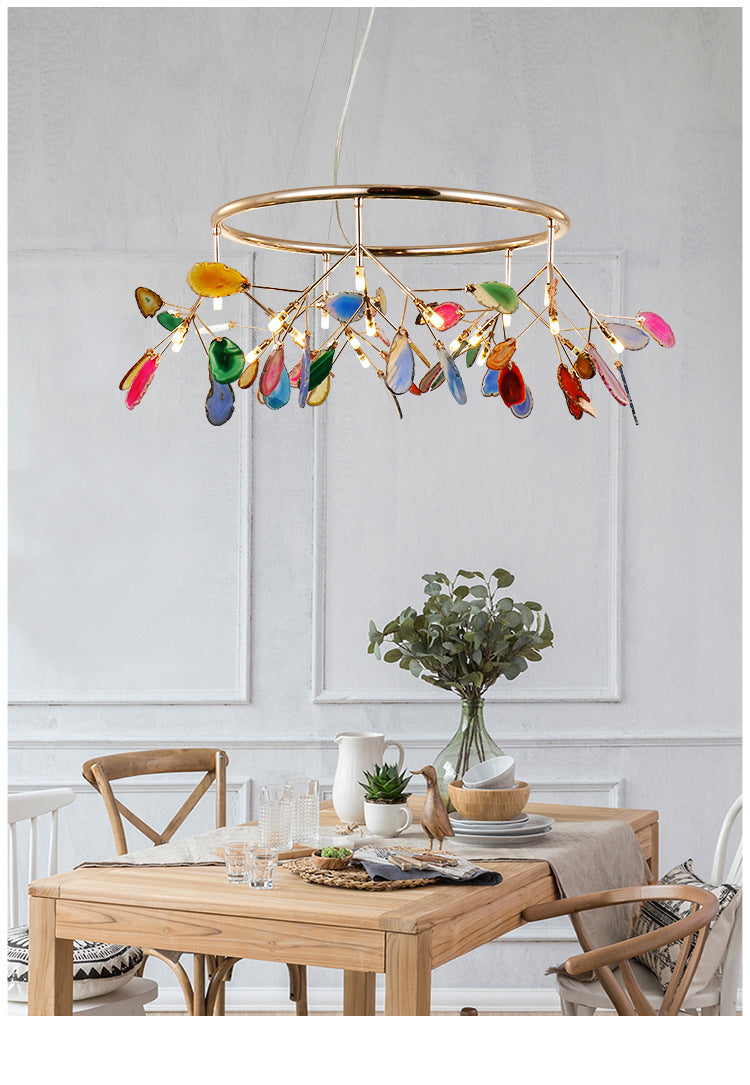 Chandelier Modern Creative G4 Colorful Agate Firefly Pendant Light