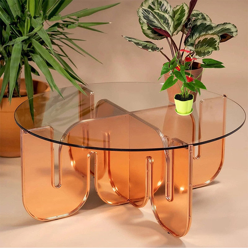 Coffee Table Creative Iridescent Acrylic Luxury Tisch Ghost Glass Couchtisch Round Tables