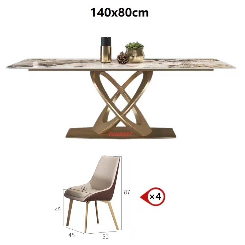 Dining Tables Sets New Rock Plate Slate Contemporary Gold  Luxury Esstisch Set