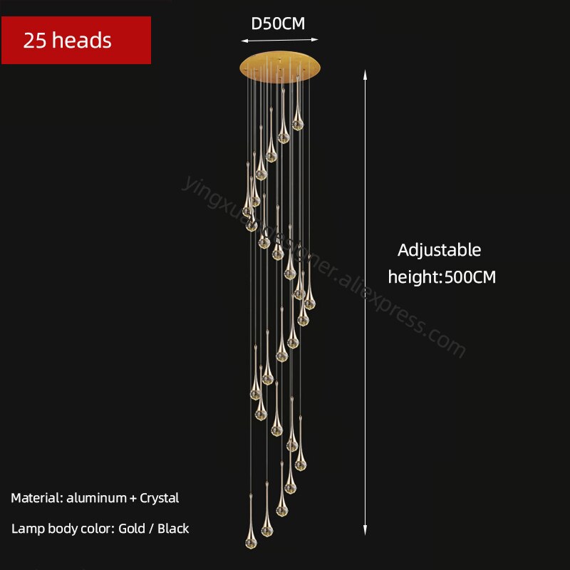 Chandelier Crystal Living Room Ceiling Lamp  Apartment Staircase Chandeliers