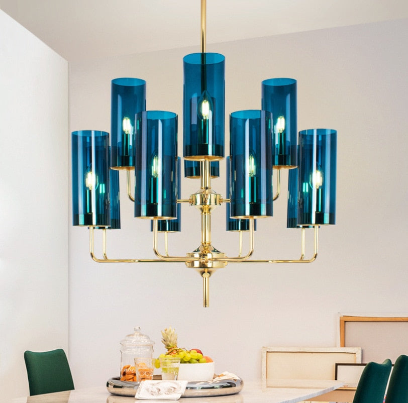 Pendant Light Nordic Light Postmodern Creative Golden Blue Glass Lampshade Chandelier Pendant Lights