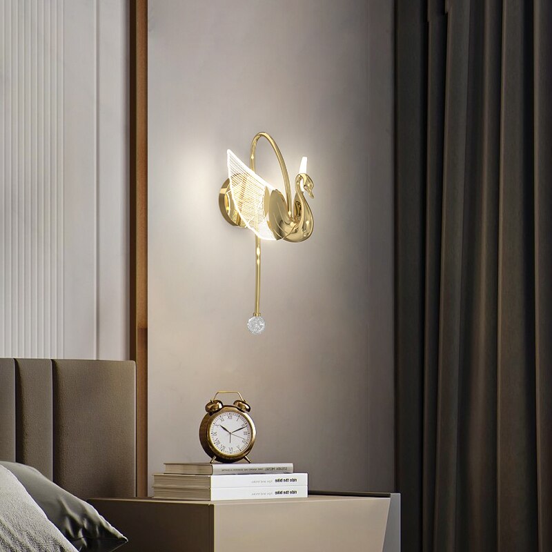 Wall Lamps Swan Design LED Golden Acrylic Wall Lights