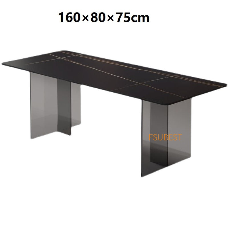 Dining Table Sets Rock Slab Esstisch Set Acrylic Floating Frame Table Set 