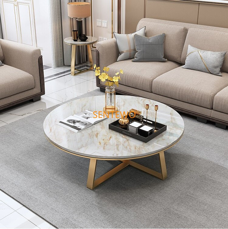 Coffee Tables Golden Round Luxury Living Room Couchtisch Set White Marble Tables Sets